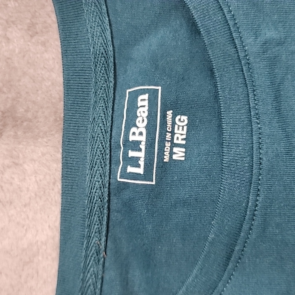Vintage. L.L. Bean Teal Long Sleeve Shirt. Crew Neck Graphic Design. Size M - Picture 2 of 5
